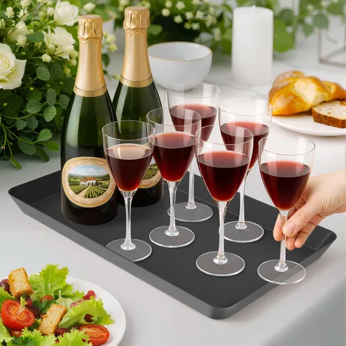 Miniatura 6 de WOWBOX 4 bandejas de servir para entretenimiento, platos para servir aperitivos, frutas, galletas, postres, bandejas de plástico reutilizables