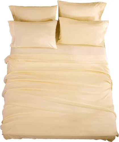Miniatura 30 de SONORO KATE Juego de sábanas de microfibra súper suave de 1800 hilos, sábanas egipcias de lujo de 16 pulgadas de profundidad, antiarrugas e Beige