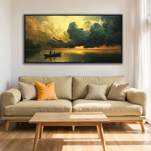 Miniatura 22 de YCPRIMER Gran Arte de Pared de Paisaje para Sala de Estar, Lienzo de Decoración de Pared con Flores, Arte de Decoración en Azul y Morado, Cuadro