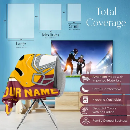 Miniatura 106 de Manta personalizada para fanáticos del fútbol americano – Se envía al día siguiente – Hecha en Estados Unidos – Manta de vellón personalizada
