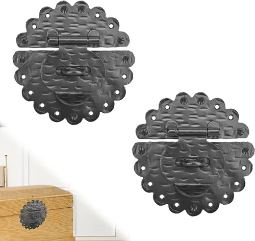 Miniatura 11 de 1 paquete de cerrojos de muebles de 2.75 pulgadas para puertas, color negro, cerrojo decorativo de metal para muebles, cerrojos de metal rústico