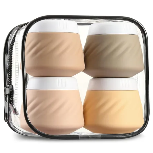 Gemice Recipientes de viaje para artículos de tocador, tarros de crema de silicona, aprobados por la TSA, recipientes de tamaño de viaje con bolsa