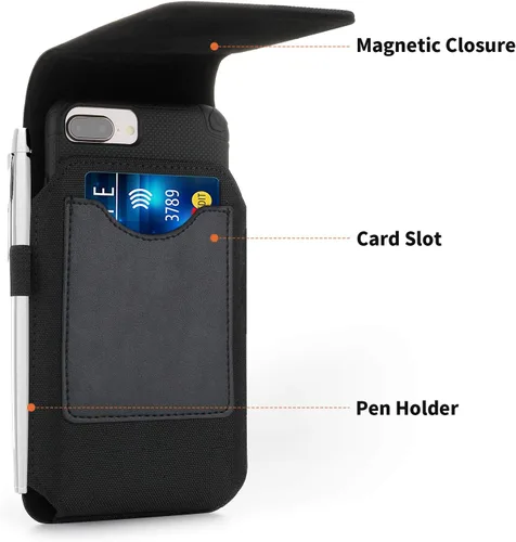 Miniatura 2 de BECPLT Funda de nailon para Galaxy Note 20 Ultra 5G S24+ para cinturón negro con clip para cinturón para iPhone 15 Pro Max 14 Pro Max 13 Pro Max 12