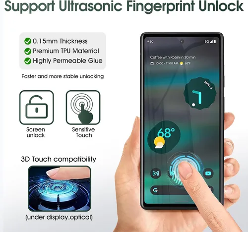 Miniatura 4 de Paquete de 3 protectores de pantalla para Google Pixel 6A, película protectora de TPU flexible autorreparable para Google Pixel 6A, película