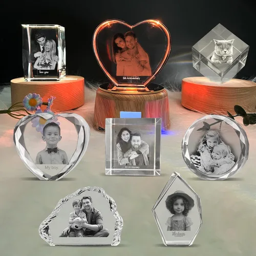 Miniatura 7 de Rombo personalizado con foto de cristal – Grabado 2D/3D opcional, regalos de cristal personalizados con tu propia foto, día de San Valentín