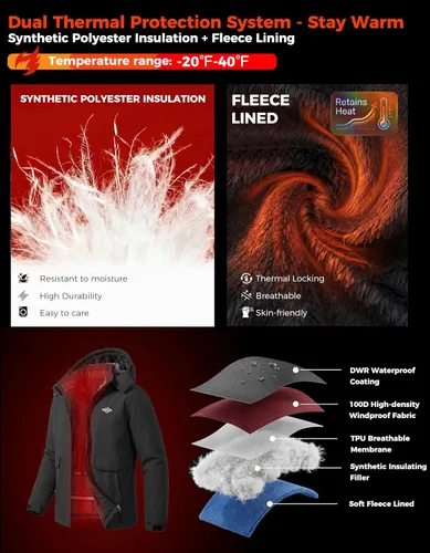 Miniatura 5 de Wantdo - Chaqueta de esquí impermeable para mujer, abrigo de invierno cálido y resistente al viento, abrigos de nieve