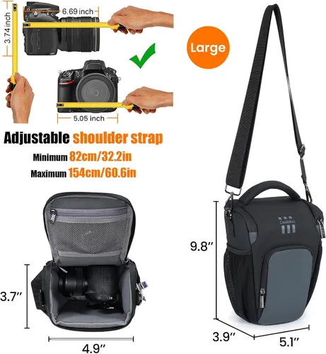 Miniatura 6 de Cwatcun Bolsa bandolera para cámara, compacta DSLR resistente al agua para fotografía, compatible con Canon/Nikon/Sony, compartimento acolchado