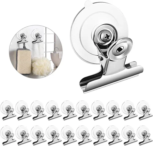 Miniatura 8 de 20 paquetes de clip de ventosa redondo de plástico para ventosa soporte de abrazadera fuerte para ventana de vidrio clip de ventosa para colgar