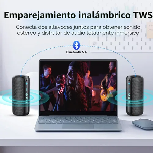 Miniatura 3 de Altavoz Bluetooth portátil, potente altavoz inalámbrico de sonido: Boost Bass, Bluetooth 5.4, tiempo de reproducción de 24 horas, 8 modos RGB