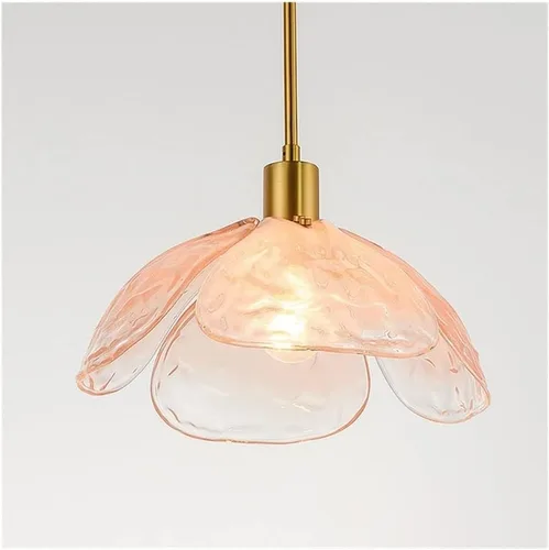 Lámpara colgante con pantalla de vidrio con forma de flor retro, lámpara colgante de techo pequeña para dormitorio, isla de cocina, comedor, sobre