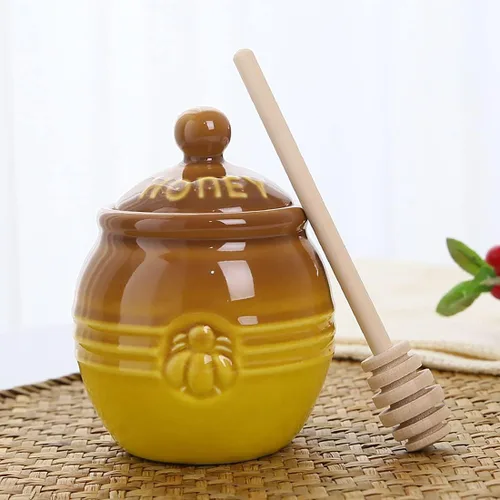 Miniatura 8 de Tarro de Miel Cerámico con Cuchara de Miel de Madera - Tarro de Miel con Cuchara - Tarro de Miel con Soporte, Gran Decoración de Abeja - Decoración