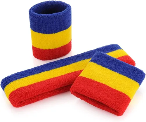 Miniatura 9 de ONUPGO - Conjunto de diadema y muñequeras deportivas para el sudor, hechas de algodón con bucles, muñequeras, contra humedad
