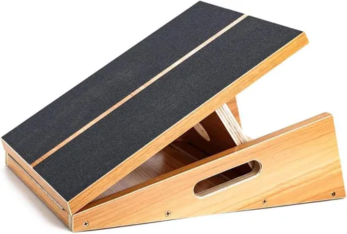 Miniatura 8 de StrongTek Tabla inclinada de madera extragrande, tabla inclinada ajustable y estirador de pantorrillas, tabla de estiramiento, mango lateral extra