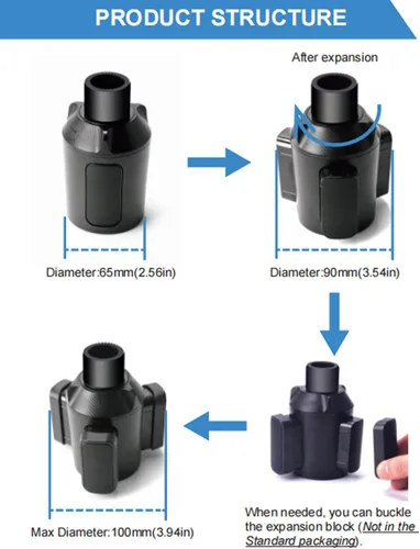 Miniatura 4 de Expansor universal de portavasos para carrito de golf, base ajustable y soporte para tanque de 1 libra, botellas de agua y vasos de varios tamaños