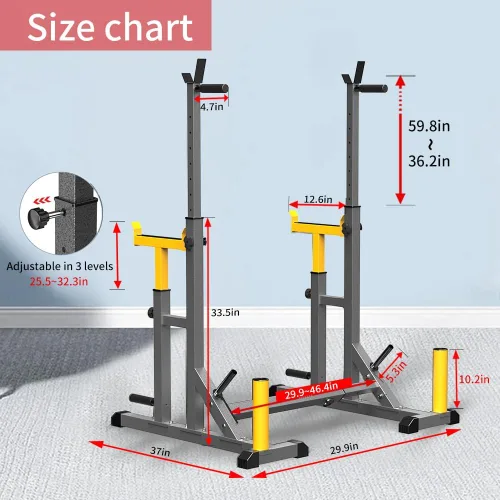 Miniatura 5 de K KiNGKANG Estante Ajustable para Sentadillas, Soporte Multifunción para Barra con Pesas para Levantamiento de Pesas y Gimnasio en Casa