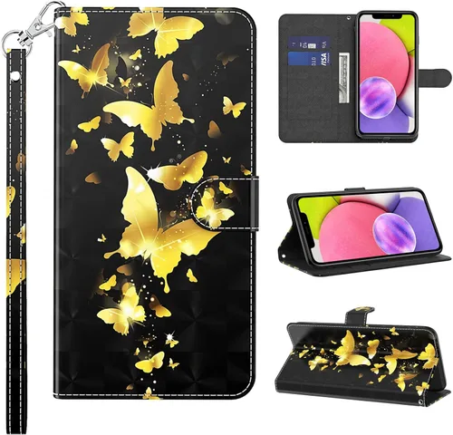 Miniatura 34 de Funda para Samsung Galaxy S22, cartera Flip Folio lindo 3D pintado de dibujos animados PU Funda de cuero PU para niñas mujeres ranuras para tarjetas