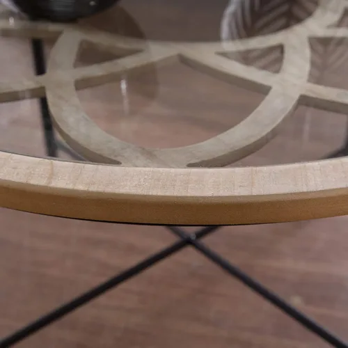 Miniatura 6 de SEI Furniture Melvoir - Mesa de cóctel de 32 pulgadas con tapa de cristal, diseño floral, color negro y natural
