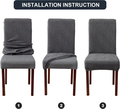 Miniatura 6 de Fundas para silla de comedor, Fundas para sillas de comedor elásticas Parsons, Protector para sillas de comedor y cocina, Extraíbles, Lavables
