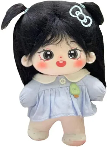 Miniatura 11 de niannyyhouse Muñeca de peluche de 7.9 in para niña, cuerpo de peluche humanoide, sin atributo, 8 pulgadas, cuerpo normal, ropa de vestir, regalos