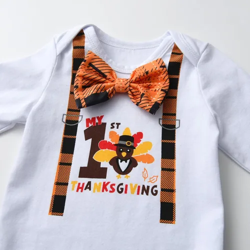 Miniatura 3 de KuKitty Conjunto de 3 piezas de ropa para bebé recién nacido, mameluco de manga larga + pantalones + sombrero