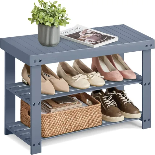Miniatura 9 de SONGMICS Estante para Zapatos con Banco, Organizador de Almacenamiento de Zapatos de Bambú de 3 Niveles, Banco de Entrada, Soporta hasta 286 lb