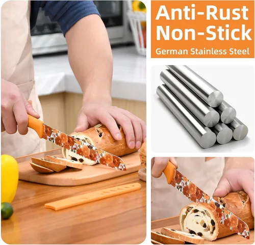 Miniatura 5 de Juego de cuchillos UPTRUST, juego de cuchillos de cocina de 12 piezas con revestimiento antiadherente, juego de cuchillos profesionales para chef