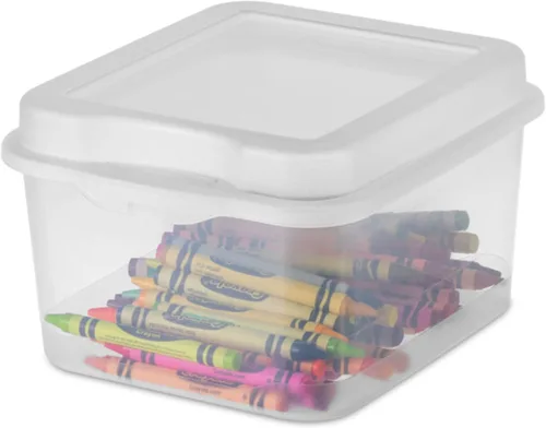 Miniatura 9 de Sterilite FlipTop, contenedor de almacenamiento pequeño apilable con tapa con bisagras, contenedor de plástico para organizar el escritorio