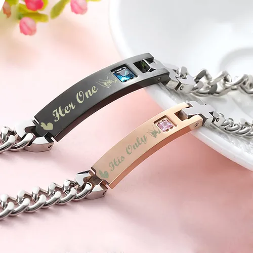 Miniatura 2 de Regalo para enamorado, para él y ella, pulseras grabadas personalizadas para parejas, para mujeres y hombres, juego a juego, regalo de aniversario
