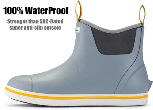 Miniatura 2 de SUREWAY Botas de cubierta profesionales antideslizantes para pesca y tobillo para hombre, botas de lluvia impermeables