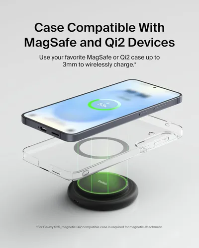 Miniatura 7 de Belkin Almohadilla de carga inalámbrica magnética de 15 W, cargador inalámbrico con certificación Qi2 compatible con MagSafe para iPhone 16 Series