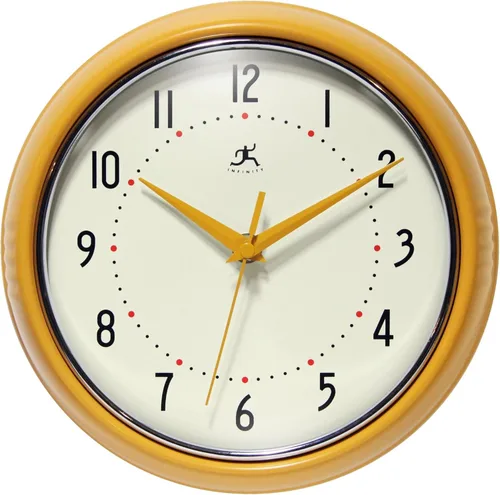 Miniatura 15 de Infinity Instruments Reloj de pared retro de 9 pulgadas, barrido silencioso, sin tictac, moderno, de mediados de siglo, para cocina, comedor