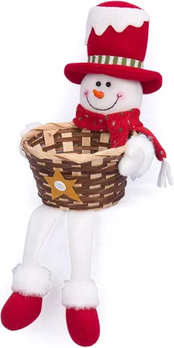 Miniatura 6 de Cesta de almacenamiento de dulces de Navidad, Papá Noel, muñeco de nieve, cesta tejida para dulces de Navidad, plato de dulces para decoración