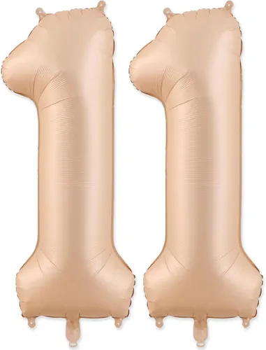 Miniatura 13 de Globos con el número 2, 2 globos, 2 globos de número 40 pulgadas, globos grandes de aluminio beige grandes para fiestas de cumpleaños, bodas, Beige 2