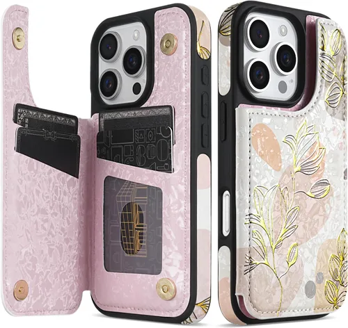 Miniatura 13 de NNH Funda tipo cartera compatible con iPhone Xs Max con bloqueo RFID, ranuras para tarjetas, folio de piel sintética, función atril, doble cierre