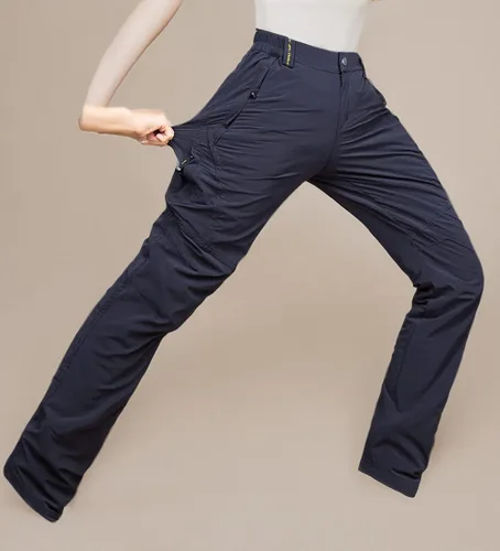 Miniatura 10 de Pantalones cargo de senderismo de secado rápido para hombre, para exteriores, casual, elástico, transpirable, con múltiples bolsillos (sin cinturón)