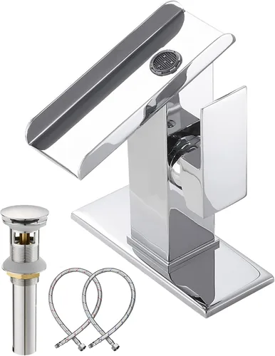 Miniatura 8 de Grifo de Recipiente Negro para Baño Cascada Boquilla Abierta LED Cambio de Color por Temperatura Grifo de Lavabo para Fregadero de Tazón Mango