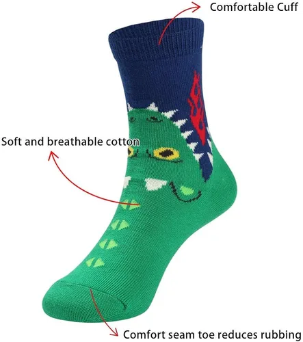 Miniatura 4 de COTTON DAY Kids Boys Fun Novelty Crew Socks Colorful Pattern Design Shark Scull Robot