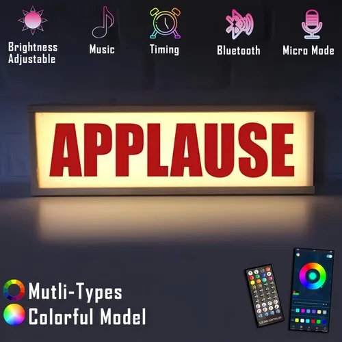 Miniatura 3 de Caja de luz LED RGB de neón de aplausos atenuable para montaje en pared pulsante, señal de advertencia de estudio, luces iluminadas en señal