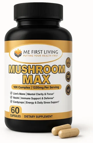 Me First Living Suplemento complejo de hongos 10 en 1 con melena de león, cordyceps, cola de pavo, reishi y más. Suplementos cerebrales nootrópicos