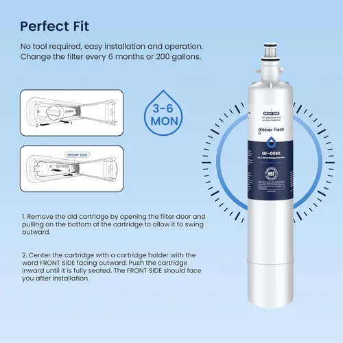Miniatura 5 de GLACIER FRESH Filtro de agua de repuesto para refrigerador RPWFE, RPWF (chip integrado), compatible con GFE28GYNFS, GFE28GELDS, PFE28KELDS