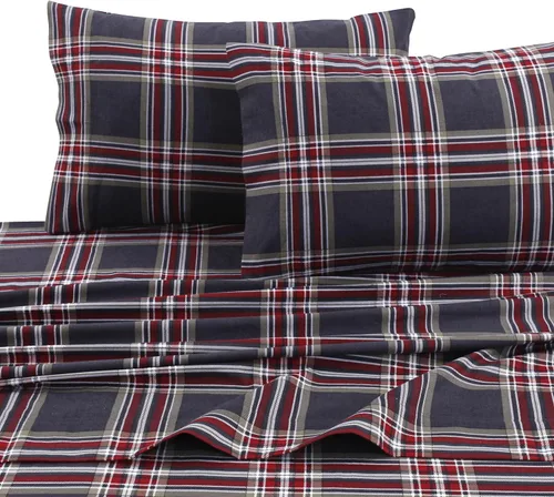 Tribeca Living Oslo juego de sábanas con cavidades extraprofundas, de franela estampada, 5 onzas Heritage Plaid