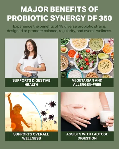 Miniatura 6 de Probiotic Synergy DF 350 ® de Dr. RetzlerRx™ - 350 mil millones de UFC - Sin lácteos y alta potencia 350 CFU Suplemento probiótico de 18 cepas