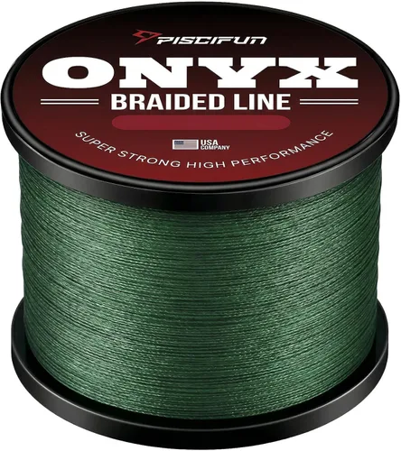 Piscifun Línea de Pesca Trenzada Onyx, Superlínea Trenzada Resistente a la Abrasión, Cero Estiramiento Súper Fuerte, Baja Memoria, Líneas de Pesca