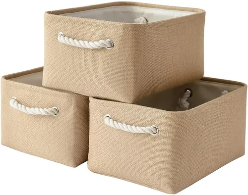 TheWarmHome Contenedores de almacenamiento para estantes, tamaño mediano, 3 unidades, 13.8 pulgadas de largo x 9.8 pulgadas de ancho x 6.7 pulgadas