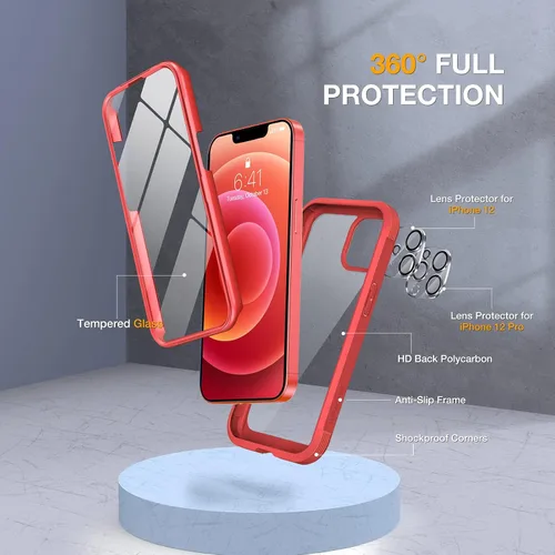 Miniatura 2 de Miracase Glass Series - Funda para iPhone 12/12 Pro de 6.1 pulgadas, funda bumper resistente de cuerpo completo mejorado con protector de pantalla