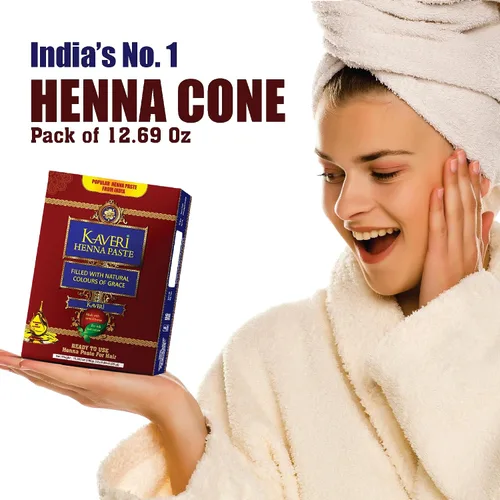 Miniatura 6 de Kaveri Paquete de 4 tubos de cono de henna listos para usar, color marrón oscuro natural, color rojo, para mujeres, perfecto para con aceite