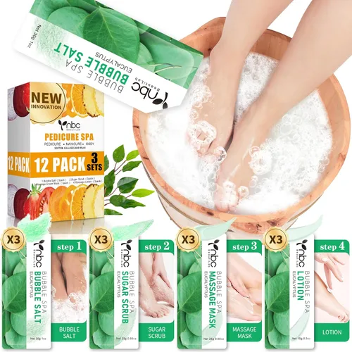 Miniatura 17 de Juego de spa de pedicura para pies, kit de pedicura para el hogar con sal de baño, loción hidratante de crema exfoliante para pies, cuidado de pies