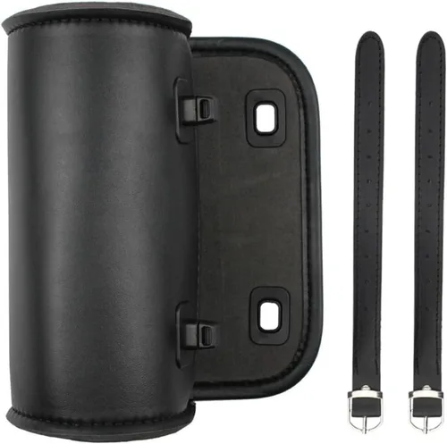 Miniatura 5 de kucehiup Bolsa para manillar de motocicleta, bolsa universal enrollable de herramientas de piel sintética (negro)