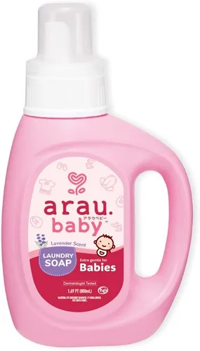 Arau Baby Jabón de lavandería, lavanda, fórmula a base de plantas, seguro para pieles sensibles, detergente para ropa de bebé sin fragancia ni