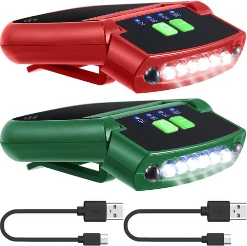 Miniatura 15 de Mudder Linterna LED con clip para gorra USB recargable, linterna impermeable ultra brillante para sombrero, linterna de cabeza para pesca